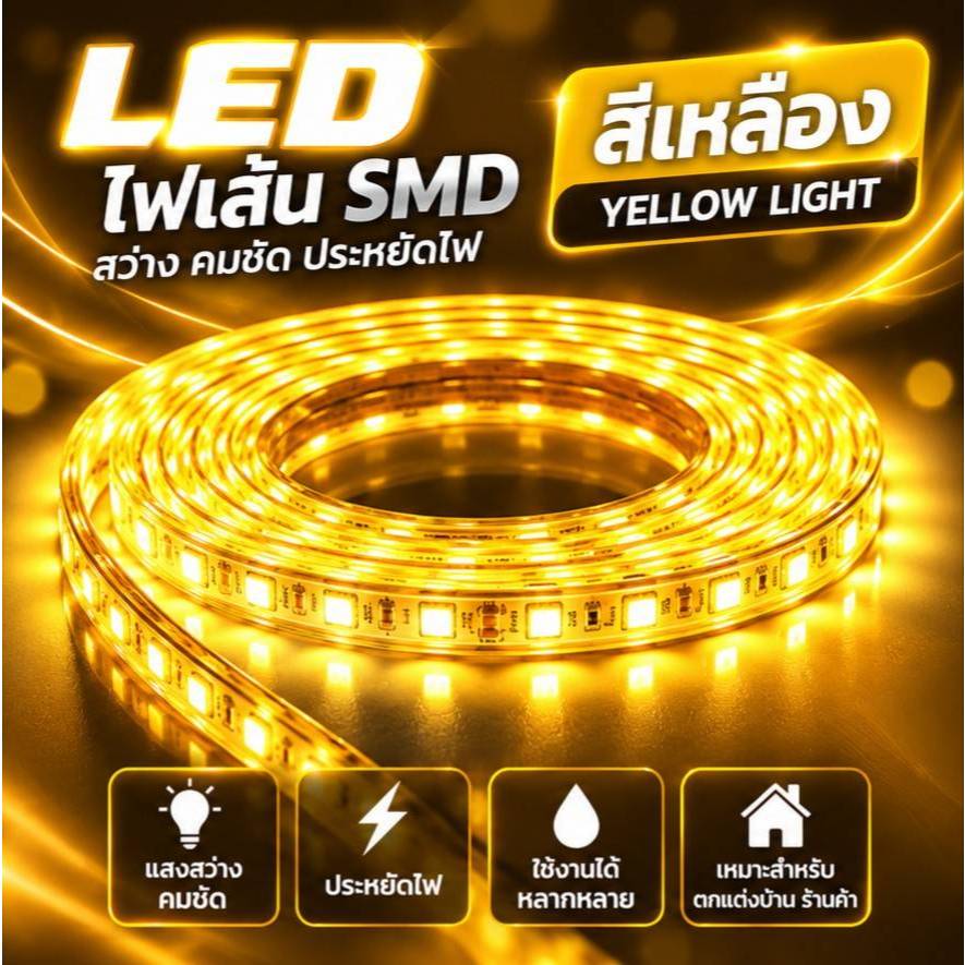 ไฟเส้น แสงเหลือง 22V 50เมตร
