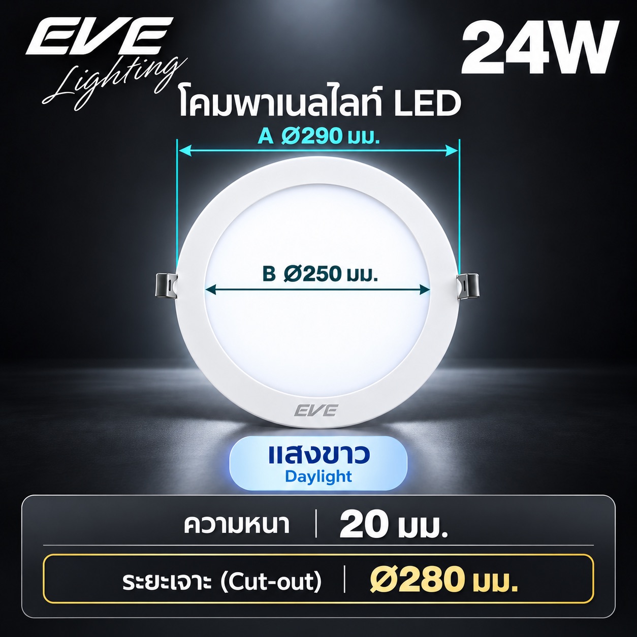 พาเนล 24W แสงขาว