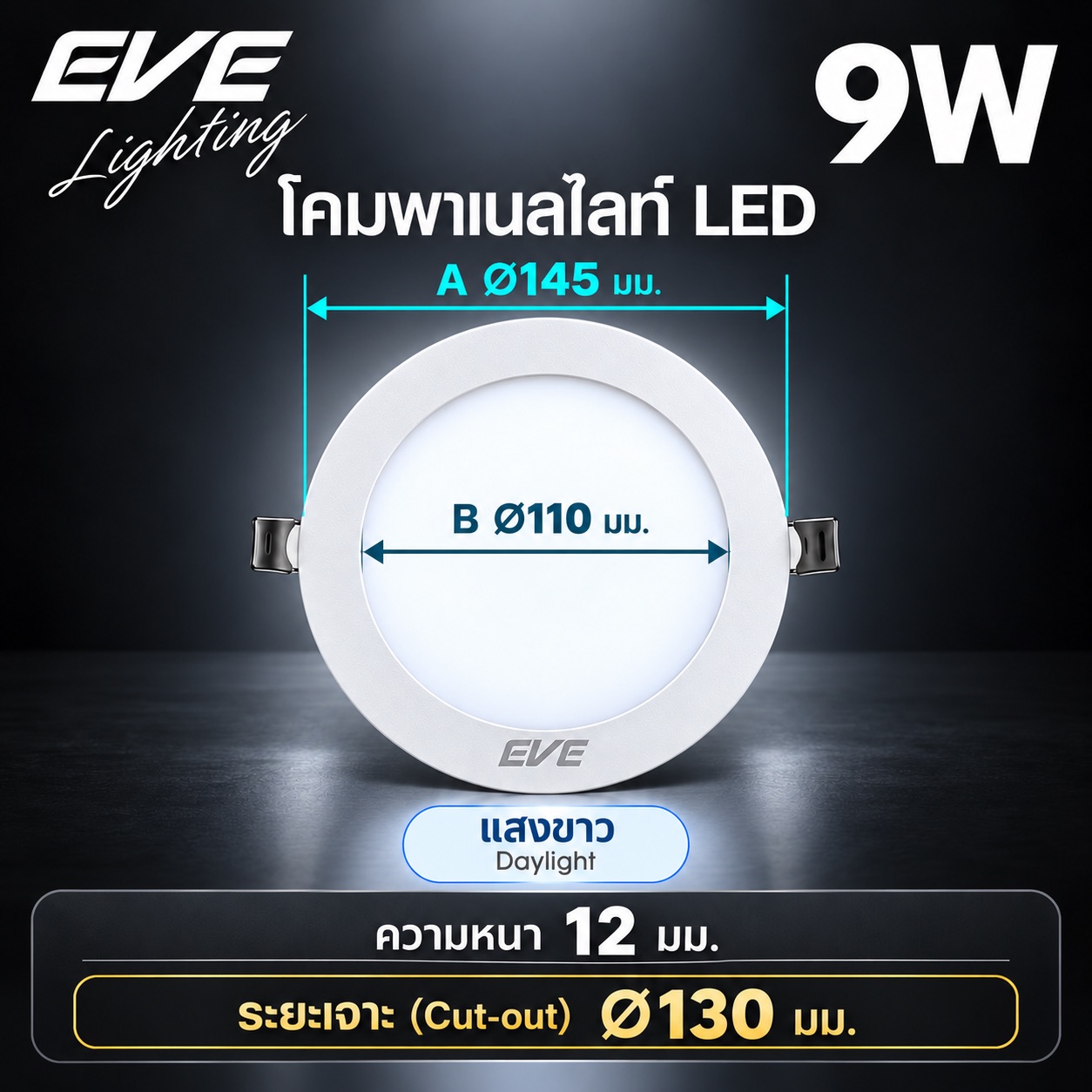 พาเนล 9W แสงขาว