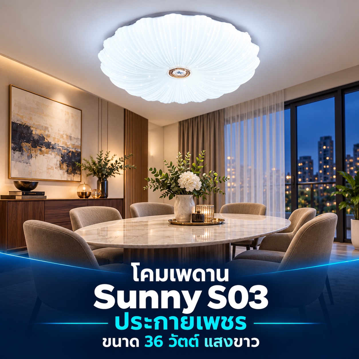 Sunny S03 ลาย ประกายเพชร 36 วัตต์ แสงขาว
