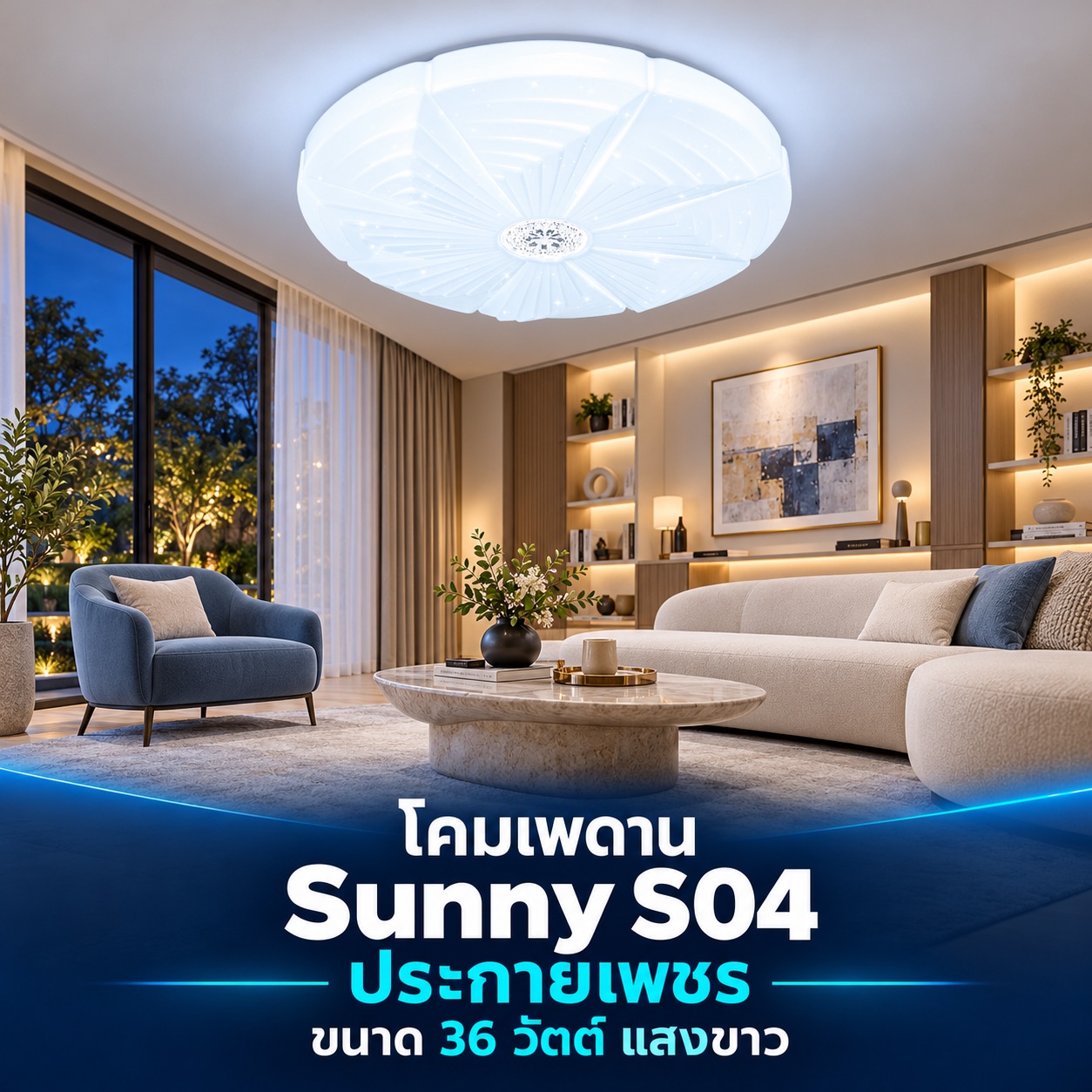 Sunny S04 ลาย ประกายเพชร 36วัตต์ แสงขาว