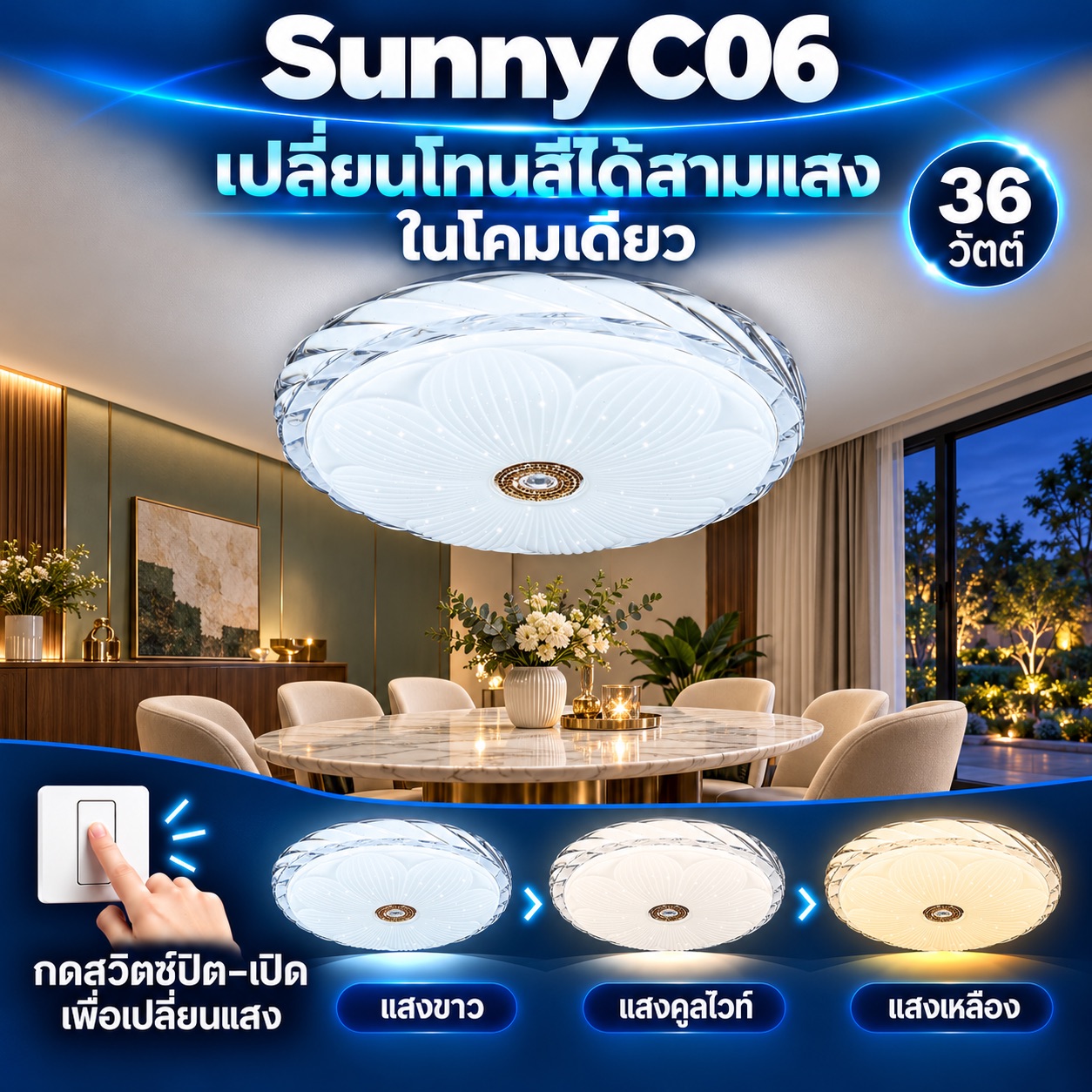 Sunny C06 เปลี่ยนสี 36 วัตต์