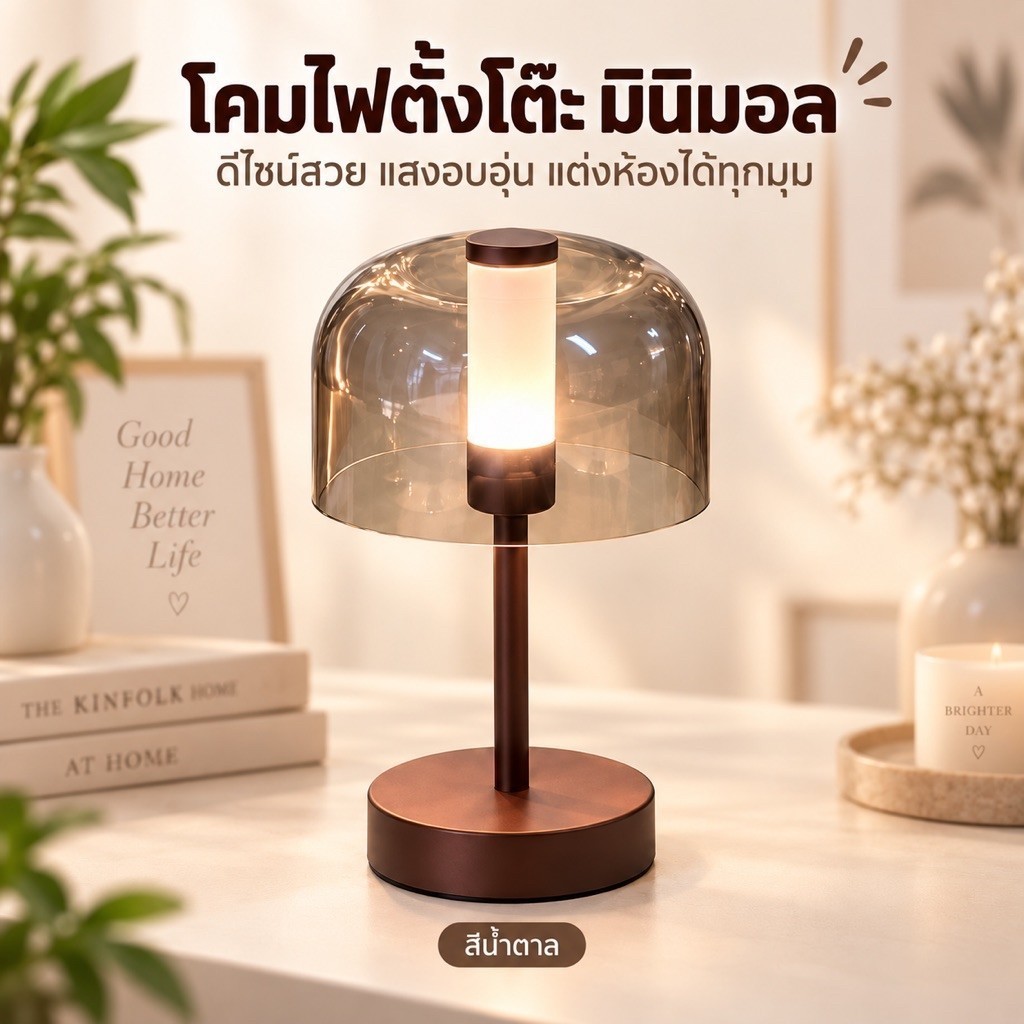 โคมไฟมินิมอล น้ำตาล