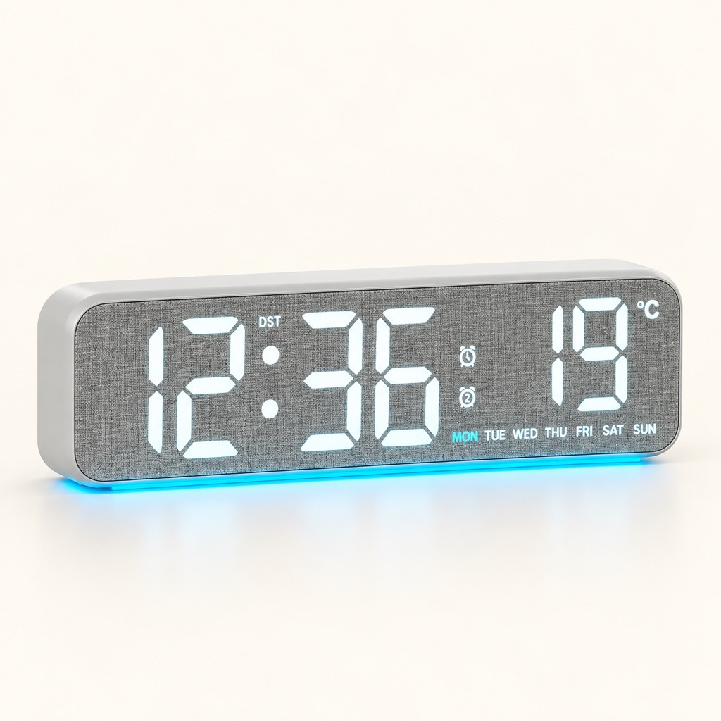 ⏰ นาฬิกาดิจิทัล LED ดีไซน์มินิมอล สีเทา