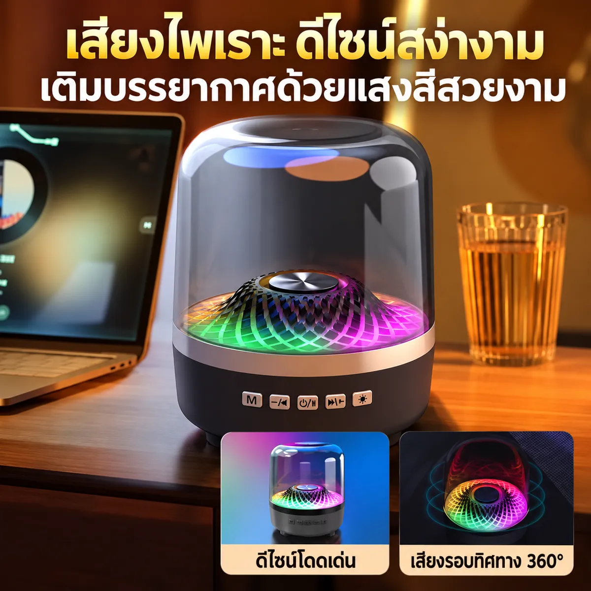 ลำโพง สีดำ